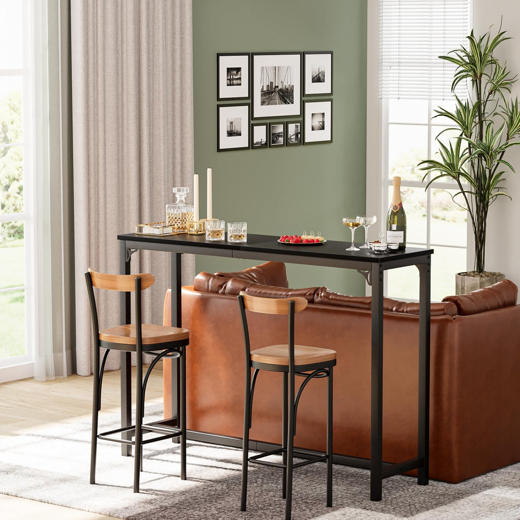 63" Bar Table, Bar Height Pub Table, Counter Height Bar Table, Rectangular High Top Kitchen & Dining Counter Tables with Sturdy Legs & Easy-to-Clean Top, Indoor use, Black - Grand Goldman