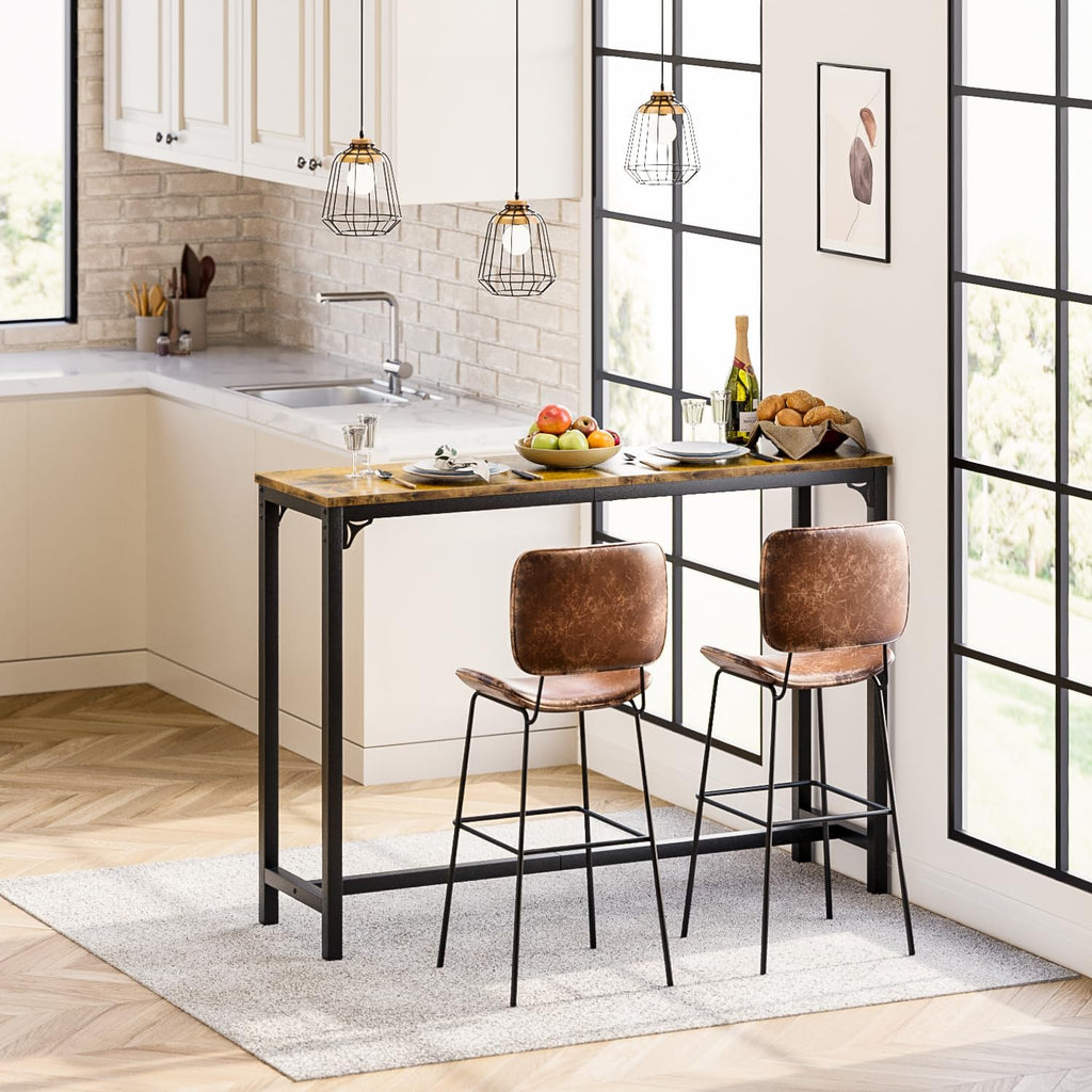 63" Bar Table, Bar Height Pub Table, Counter Height Bar Table, Rectangular High Top Kitchen & Dining Counter Tables with Sturdy Legs & Easy-to-Clean Top, Indoor use, Black - Grand Goldman