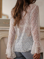 Women's Fashion Lace Hollow-out Long-sleeved T-shirt