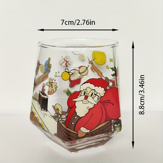 1pc Christmas Glass Home Drink Cup Tea Cup With Handle Water Cup Breakfast Cup High Temperature Resistant 300ml Glass