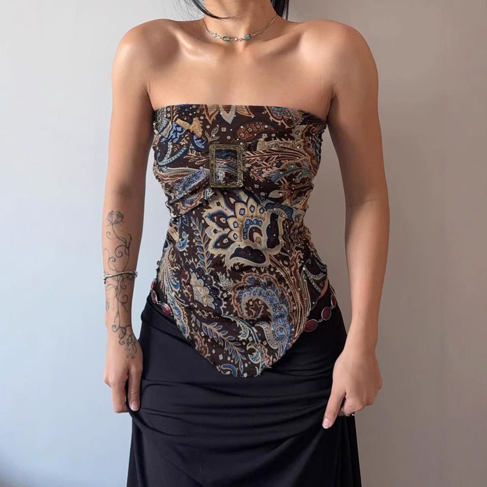 Design Sense Pleated Waist Tight Short Vest