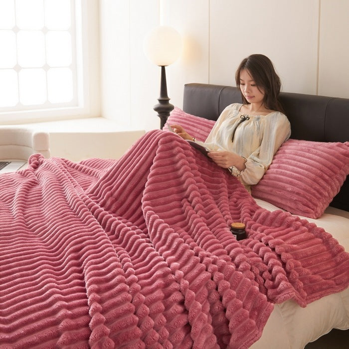 Cobertor de Veludo com Pele de Coelho Antiestático para Quarto e Sofá