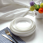 Home Fashion Pure White Bone China Plate Set
