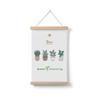 Simple Home Cartoon Green Plant Solid Wood Fabrics Hanging Picture