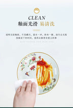 68 Piece Set Tableware Set Bowl and Dish 68 Piece Set Gilding Process Floral Butterfly Double Ear Pot Plate Spoon Stewing Cup Combination Set - Grand Goldman