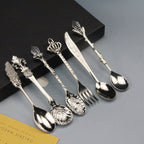 6 Pieces Set of Royal Fruit Fork Retro Coffee Spoon Victorian - Grand Goldman