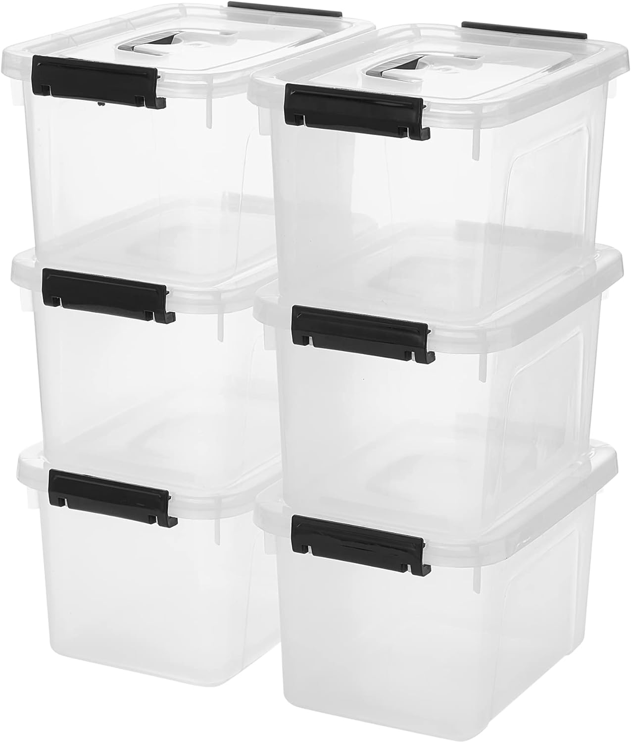 6 Quart Clear Storage Latch Box/Bins, 6-Pack Plastic Container with Latches and Lid - Grand Goldman