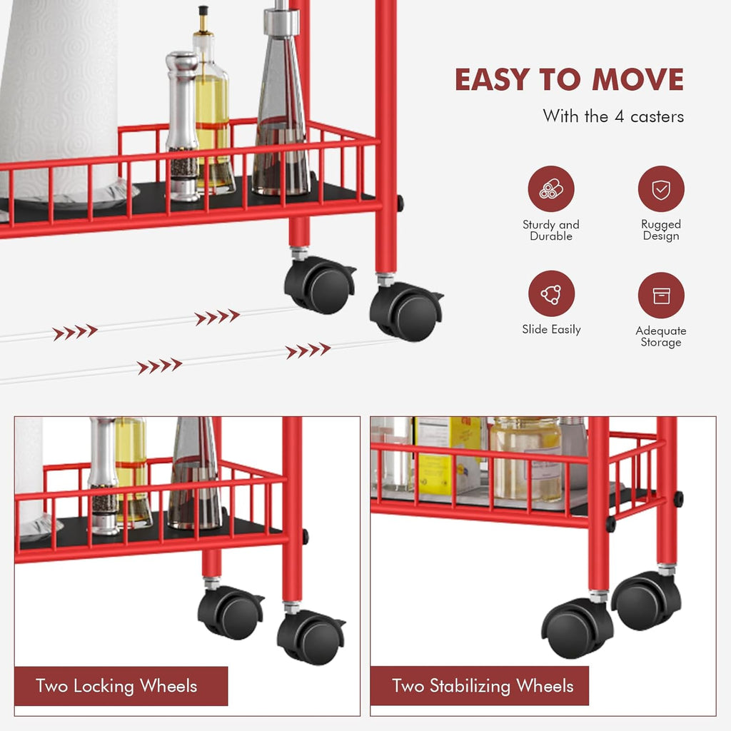 6 Tier Slim Storage Cart with Wheels, Metal Mobile Shelving Unit Organizer Utility Cart for Office Bathroom Kitchen Laundry Room Narrow Places (6inches) - Grand Goldman