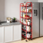 6 Tier Slim Storage Cart with Wheels, Metal Mobile Shelving Unit Organizer Utility Cart for Office Bathroom Kitchen Laundry Room Narrow Places (6inches) - Grand Goldman