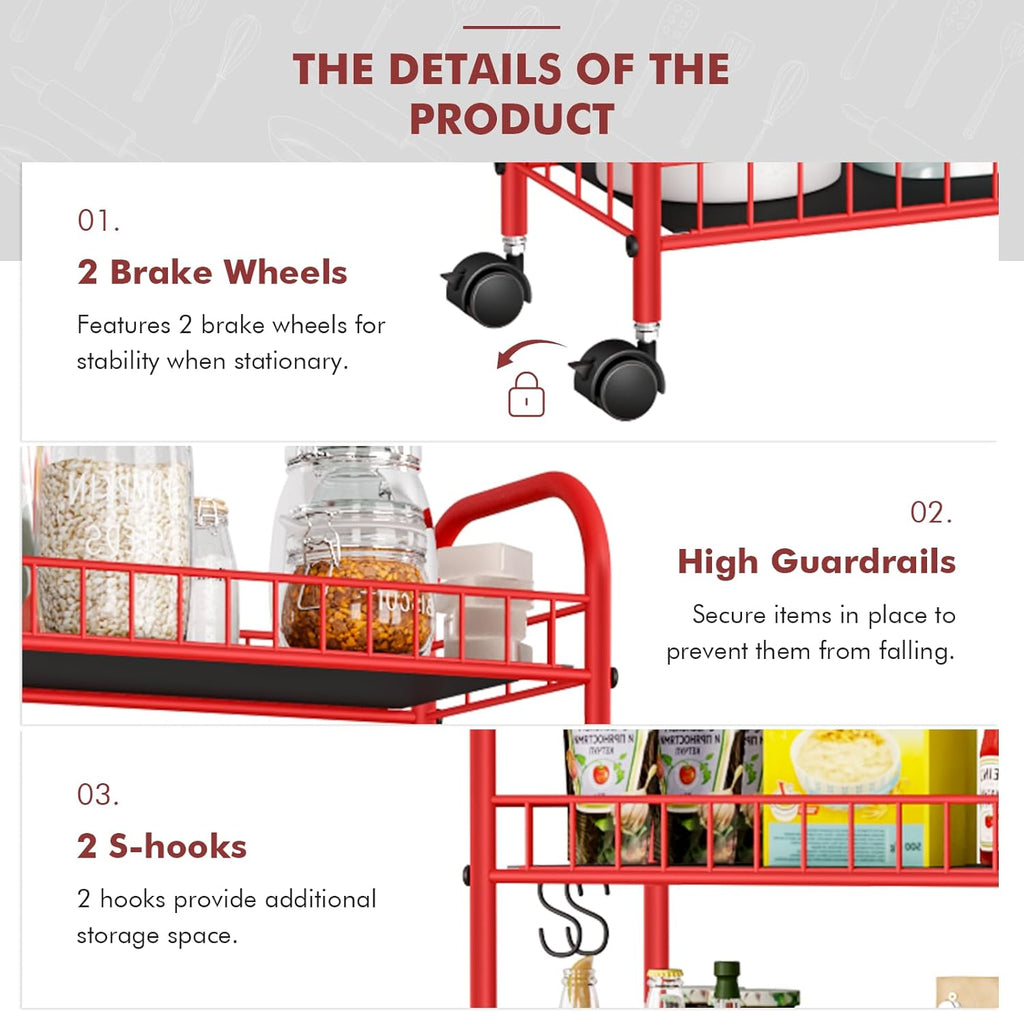6 Tier Slim Storage Cart with Wheels, Metal Mobile Shelving Unit Organizer Utility Cart for Office Bathroom Kitchen Laundry Room Narrow Places (6inches) - Grand Goldman