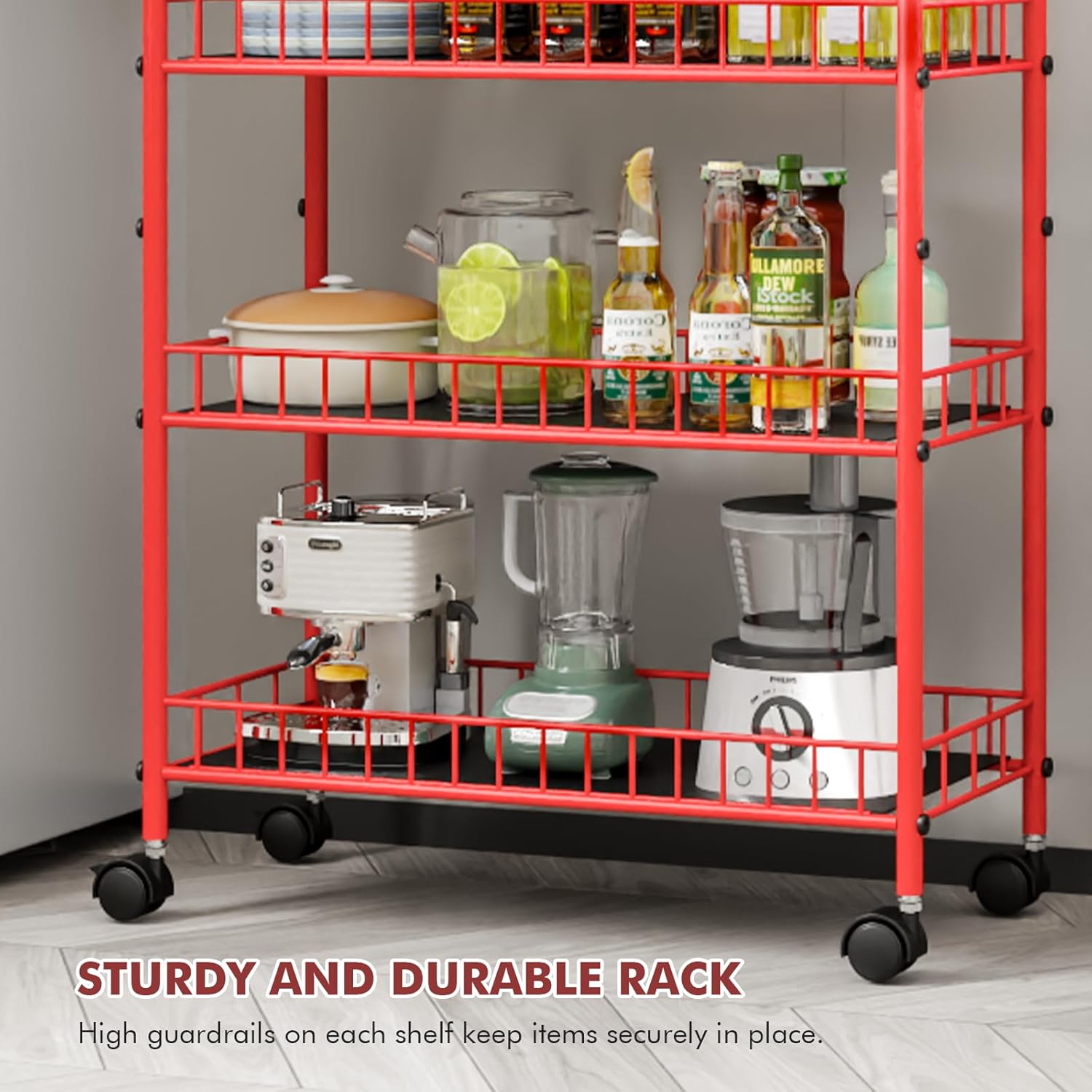 6 Tier Slim Storage Cart with Wheels, Metal Mobile Shelving Unit Organizer Utility Cart for Office Bathroom Kitchen Laundry Room Narrow Places (6inches) - Grand Goldman