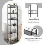 6 Tier Slim Storage Cart with Wheels, Metal Mobile Shelving Unit Organizer Utility Cart for Office Bathroom Kitchen Laundry Room Narrow Places (6inches) - Grand Goldman