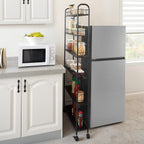 6 Tier Slim Storage Cart with Wheels, Metal Mobile Shelving Unit Organizer Utility Cart for Office Bathroom Kitchen Laundry Room Narrow Places (6inches) - Grand Goldman