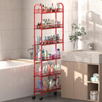 6 Tier Slim Storage Cart with Wheels, Metal Mobile Shelving Unit Organizer Utility Cart for Office Bathroom Kitchen Laundry Room Narrow Places (6inches) - Grand Goldman