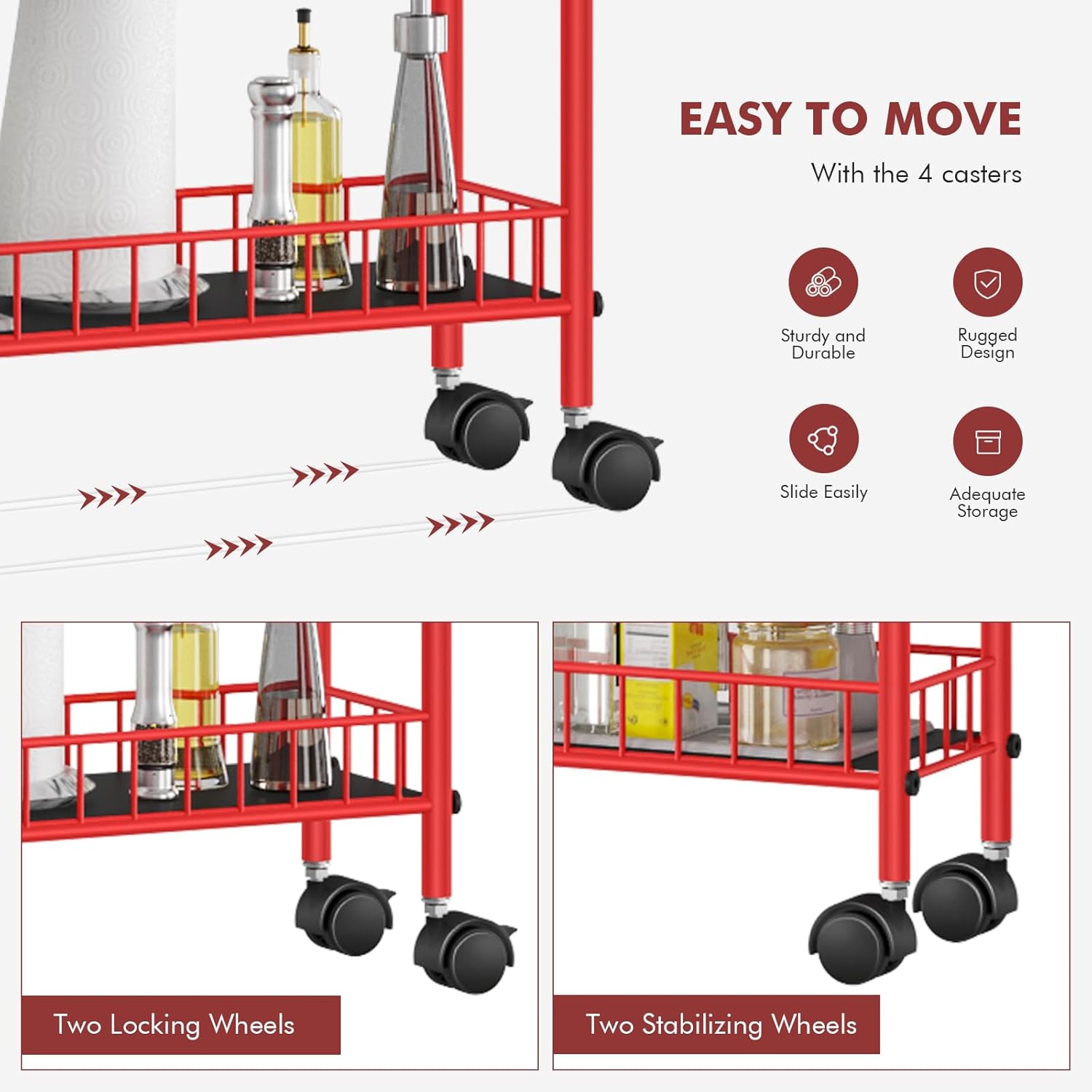 6 Tier Slim Storage Cart with Wheels, Metal Mobile Shelving Unit Organizer Utility Cart for Office Bathroom Kitchen Laundry Room Narrow Places (6inches) - Grand Goldman