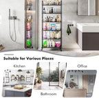 6 Tier Slim Storage Cart with Wheels, Metal Mobile Shelving Unit Organizer Utility Cart for Office Bathroom Kitchen Laundry Room Narrow Places (6inches) - Grand Goldman