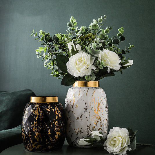Simple And Modern Gold-painted Light Luxury Living Room Ceramic Vase