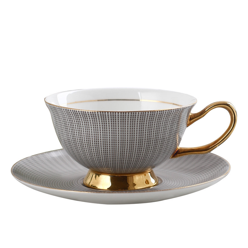 Gold Painted Creative Bone China Coffee Cup Set