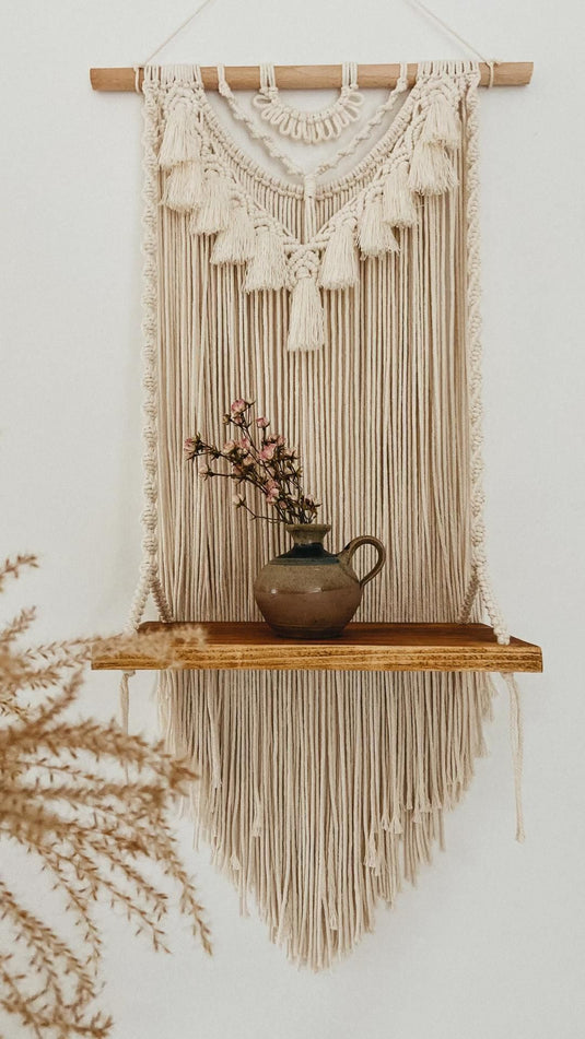 Hand-woven Tapestry Cotton String Wall Hanging Bohemian Shelf