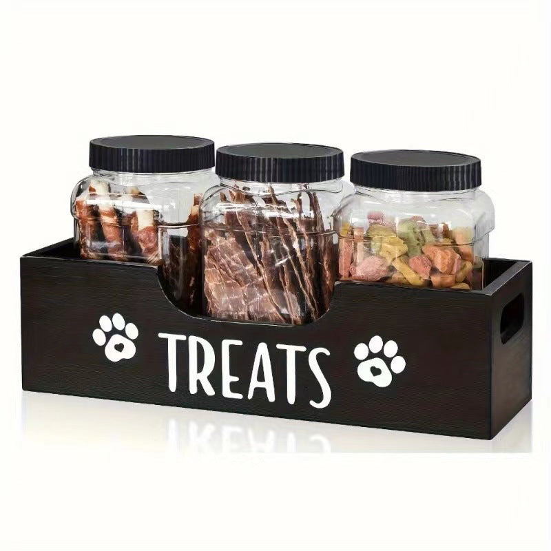 Solid Wood Pet Snack Container Storage Box