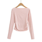 Pure Hot Girl Sexy Off-the-shoulder Pleated Long Sleeve