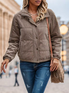 Zip Up Snap Button Padded Padded Coat Clothes Winter - Grand Goldman
