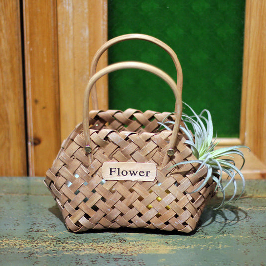 Handwoven Wood Chips Small Flower Basket Ornament