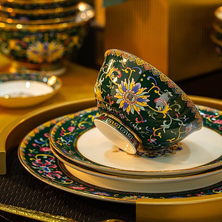 Household Style Enamel Bone China Tableware Set