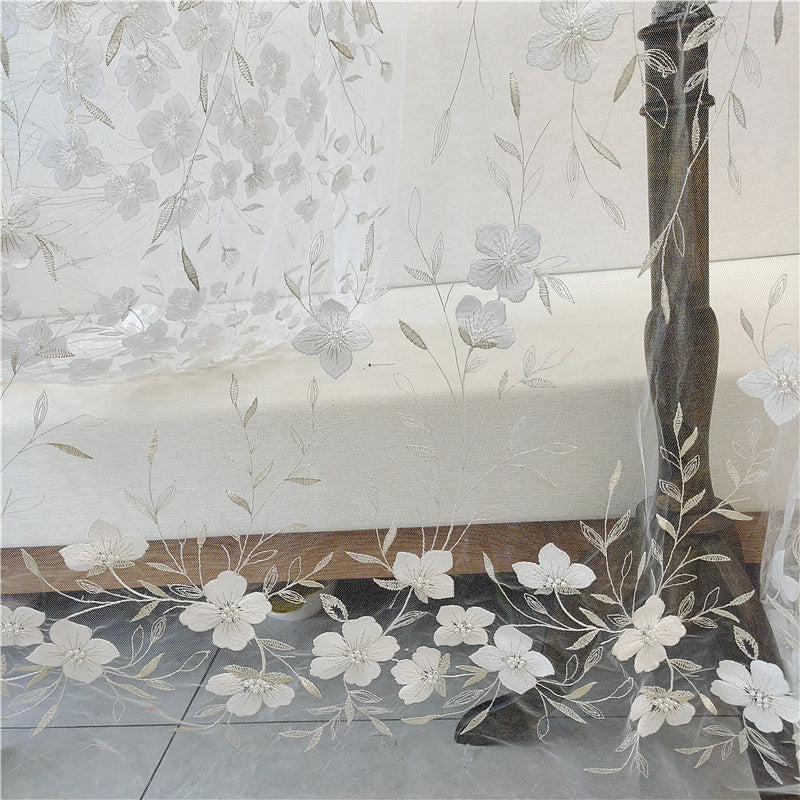 Silver White Beaded Fabric Wedding Dress