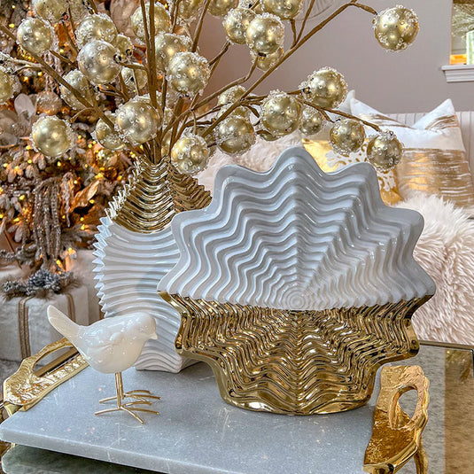 Light Luxury Electroplated Gold Ceramic Vase