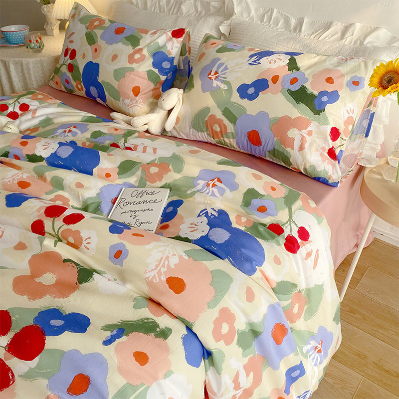 Small Floral Gentle Girl Heart Bedding Set Of Four