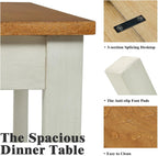 7-Piece Farmhouse Wood Dining Table Set with 6 Chairs, 60" Rectangular Dining Table & Chair Set for 6 People, Dining Table with Solid Wood Legs, Table Set for Dining room, Kitchen, Rustic White - Grand Goldman