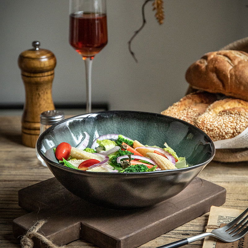 7.5 Inch Ceramic Bowl Vintage Salad Bowl Vegetable Bowl Micro Flaw - Grand Goldman