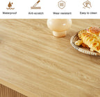 70.8 Inch Kitchen Dining Table for 6-8 People, Oval Kitchen Table with Wood Strip Base, Modern Farmhouse Large Round Dining Room Tables for Kitchen Living Room (Natural) - Grand Goldman