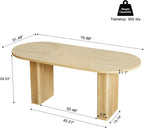 70.8 Inch Kitchen Dining Table for 6-8 People, Oval Kitchen Table with Wood Strip Base, Modern Farmhouse Large Round Dining Room Tables for Kitchen Living Room (Natural) - Grand Goldman