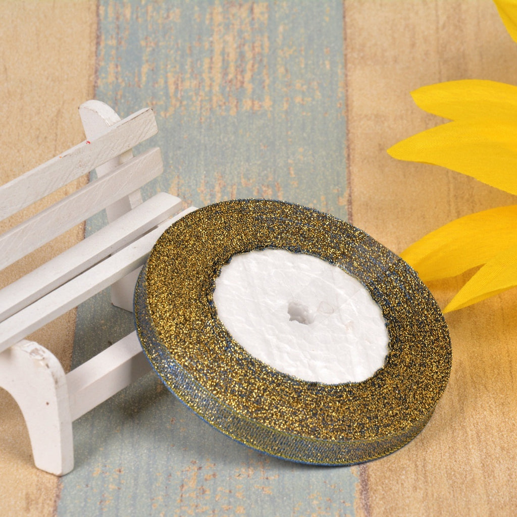 Bow Gold Silk Silver Polyester Ribbon