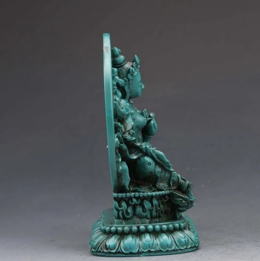 Ornement de statue Doumu turquoise brut naturel