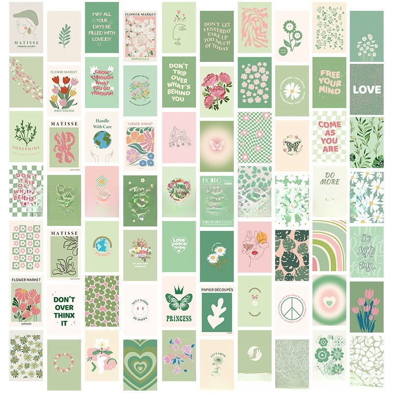 70 Mini Posters Pack 10x15cm Each Mood Postcard Travel & Escape Poster Decoration Painting Sheets for Home Lining Room Kitchen Bathroom - Grand Goldman