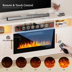 70'' TV Stand with 36'' Fireplace-LED Light Entertainment Center for 75+ inch TV-White TV Cabinet with Storage, Modern TV Console for Living Room - Grand Goldman