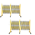 11 Traffic Barricade with Casters, Metal Expandable Barricade, Folding Security Gate, Retractable Fence Outdoor Barricade Fence for Construction Area, Traffic Control（2 Pack)