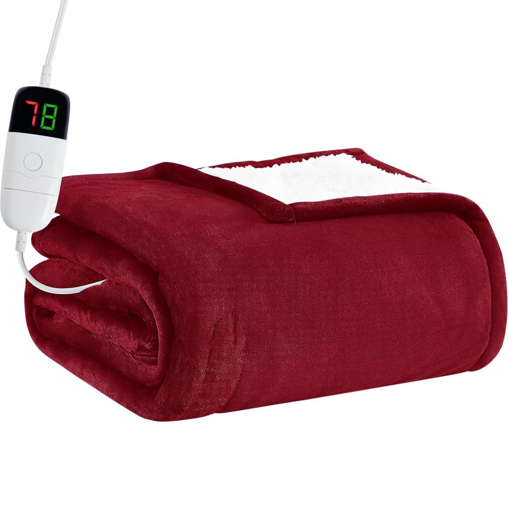 Heated Electric Blanket Queen Size - 84" x 90" Heating Blanket with Dual Control, 10 Levels & 8 Hours Auto Off, Soft Warm Flannel Gift with Over-Heat Protection, ETL & FCC Certified