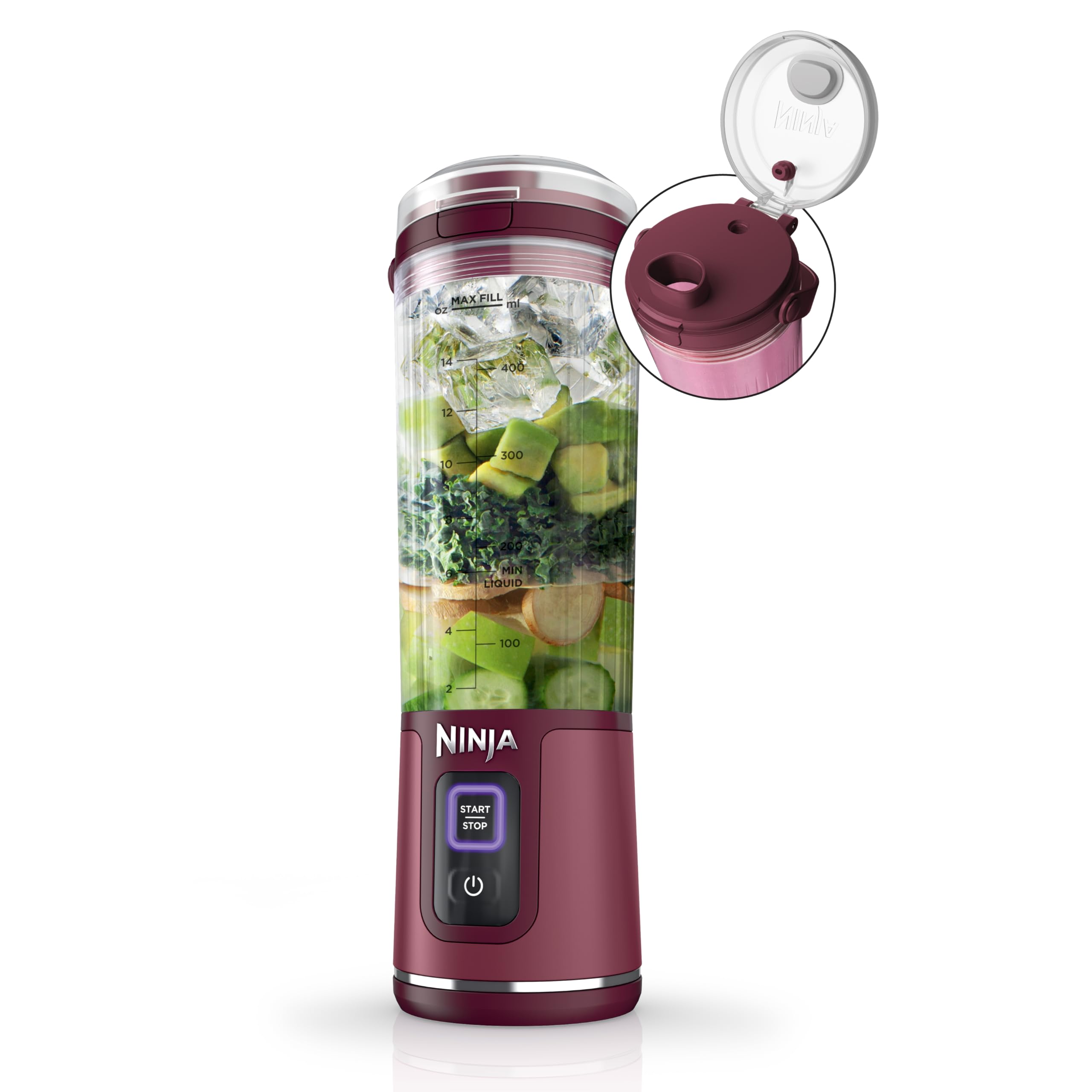 Ninja Blast Portable Blender, Cordless, 18oz. Vessel, Personal Blender For-Shakes and Smoothies, BPA Free, Leakproof-Lid and Sip Spout, USB-C Rechargeable, Dishwasher Safe Parts, Tinted Aqua, BC151AQ