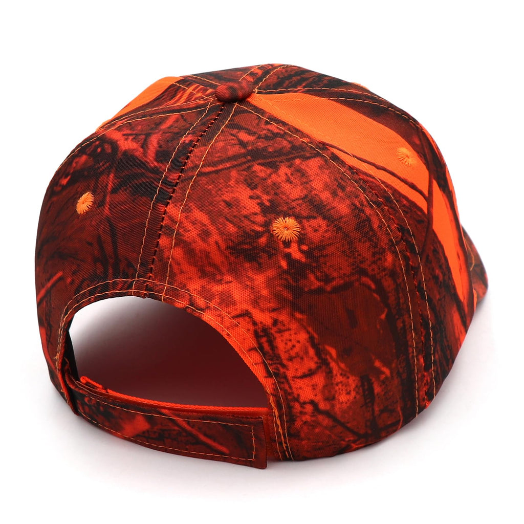 JUSOCC Deer Hunting Camouflage Hats Embroidery Adjustable Fishing Baseball Cap (US, Alpha, Medium, Orange Camo) - Grand Goldman
