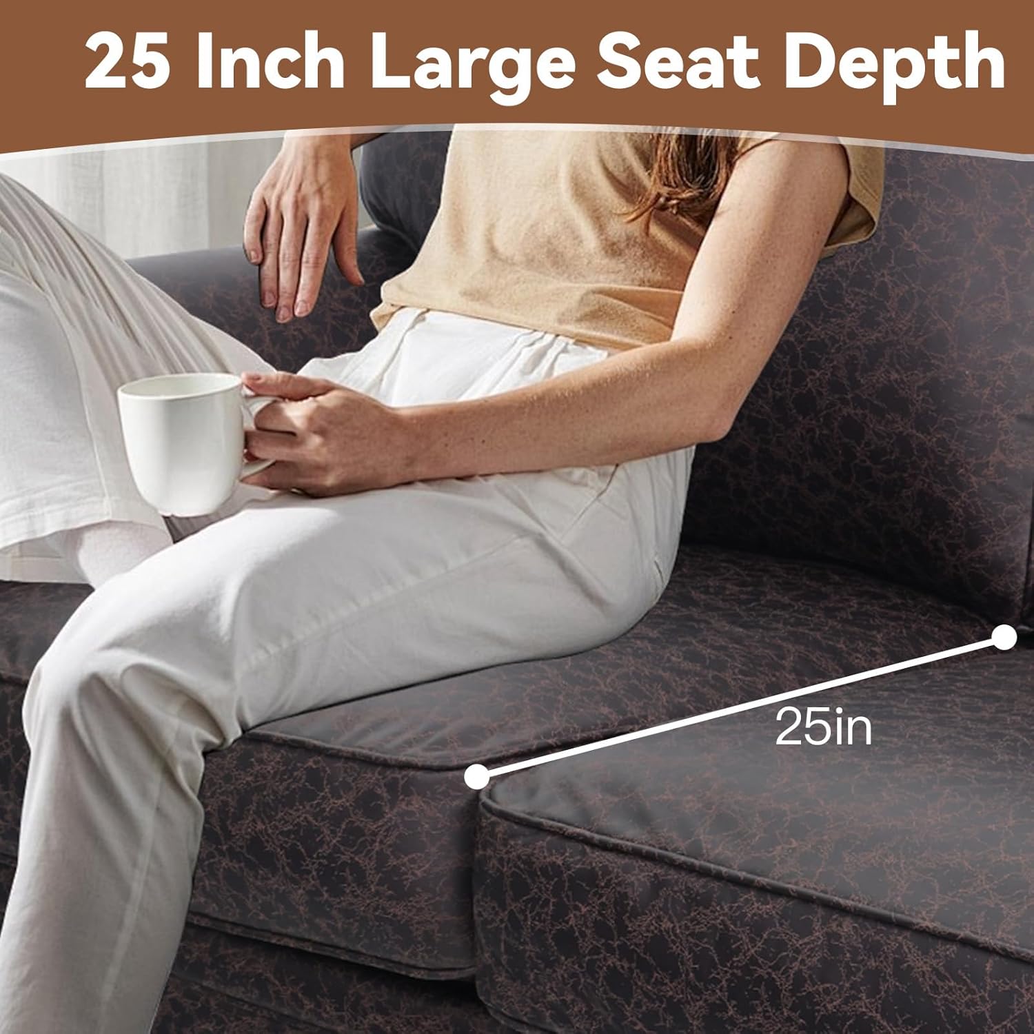 Rivet Couch,Living Room Sets,Mid-Century Couch, Solid Wooden Frame for Living Room,Vintage Couches (Brown, Loveseat+3 Seater)