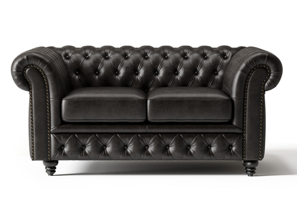 Valencia Parma Chesterfield 3 Seater Sofa 82" | Premium Full-Aniline Leather | Mid-Century Leather Couch with Classic Button Tufted Back, Wood Legs for Living Room, Chocolate