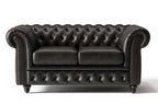 Valencia Parma Chesterfield 3 Seater Sofa 82" | Premium Full-Aniline Leather | Mid-Century Leather Couch with Classic Button Tufted Back, Wood Legs for Living Room, Chocolate