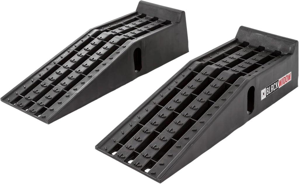 Black Widow Plastic Car Service Ramps - Lifts Vehicles 6.25" H for Maintenance or Oil Changes - Each Ramp is 12" W and 10,000 lbs. Capacity Per Pair-Pack of Two
