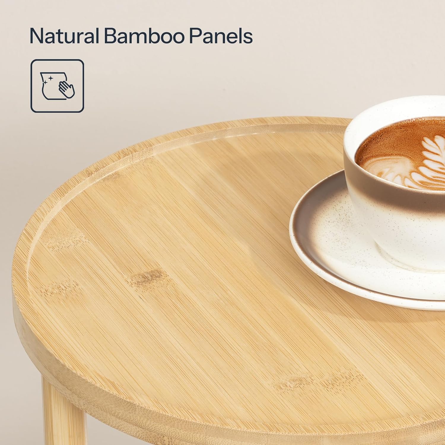 HOOBRO Set of 2 Small Round Side Tables with Charging Station, 3-Tier Round Bamboo End Tables, Easy Assembly, for Living Room, Bedroom, Apartment, Natural YL152UBZP201