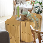 Menkxi Stainless Steel Cloud Coffee Table Modern for Living Room Irregular Metal Accent Coffee End Table for Living Room Bedroom, 31.5 x 19.7 x 15.75(Gold)