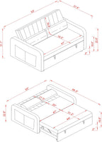55'' Sofa Bed, Pull Out Sleeper Sofa Couch Bed, Loveseat Couch Bed, Futon Sofa Bed with Side Pocket, Convertible Sofa Bed for Living Room, Apartment, Bedroom, RV, Brown